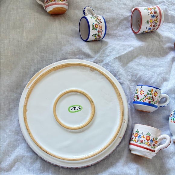 1980s vintage Cruz Toledo Spain Hand Painted Puntilla Espresso Pitcher Set - Picture 4 of 4